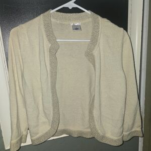 Old Navy Cream Open-Front Cardigan with Metallic Trim